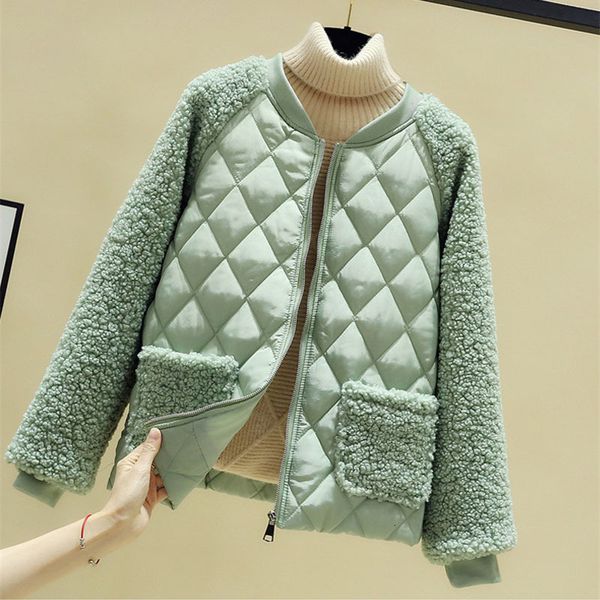 women's wool & blends short cotton jacket women autumn winter korean lambswool splice parka plus size loose warm outerwear female, Black
women's wool & blends short cotton jacket women autumn winter korean lambswool splice parka plus size loose warm outerwear female, Black
