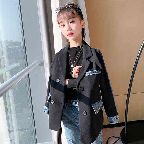 korean spring kids girls denim patchwork jackets children western-style clothes double button loose coats toddler jeans 210622, Blue;gray
korean spring kids girls denim patchwork jackets children western-style clothes double button loose coats toddler jeans 210622, Blue;gray