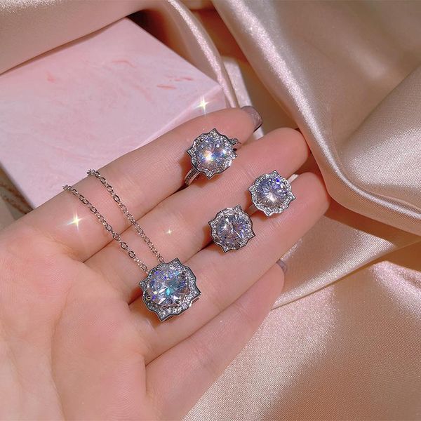 earrings & necklace fashion women's jewelry three-piece set zircon geometric fine beauty ring adjustable gifts, Silver
earrings & necklace fashion women's jewelry three-piece set zircon geometric fine beauty ring adjustable gifts, Silver