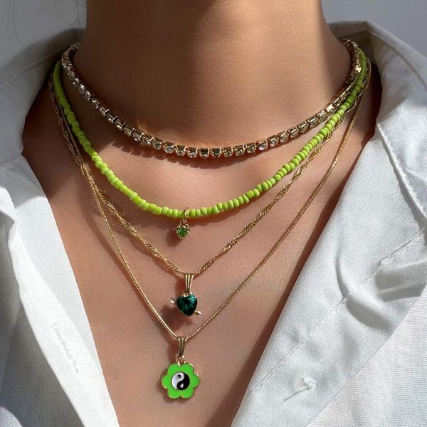 chains trendy green crystal yin yang flower pendant bead necklace for women acrylic seed beads choker multilayer femme party jewelry, Silver
chains trendy green crystal yin yang flower pendant bead necklace for women acrylic seed beads choker multilayer femme party jewelry, Silver