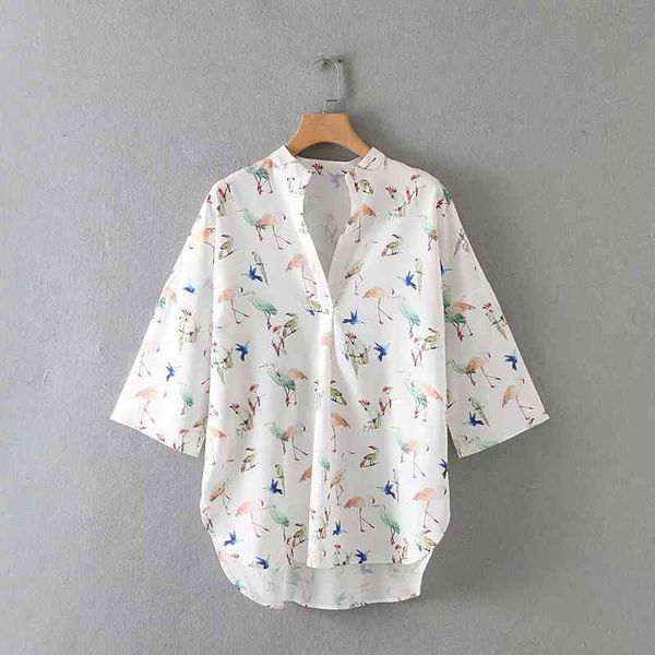 chic bird printing v neck smock three quarter sleeve women shirt casual loose blouse summer feminina chemise s5375 210430, White
chic bird printing v neck smock three quarter sleeve women shirt casual loose blouse summer feminina chemise s5375 210430, White