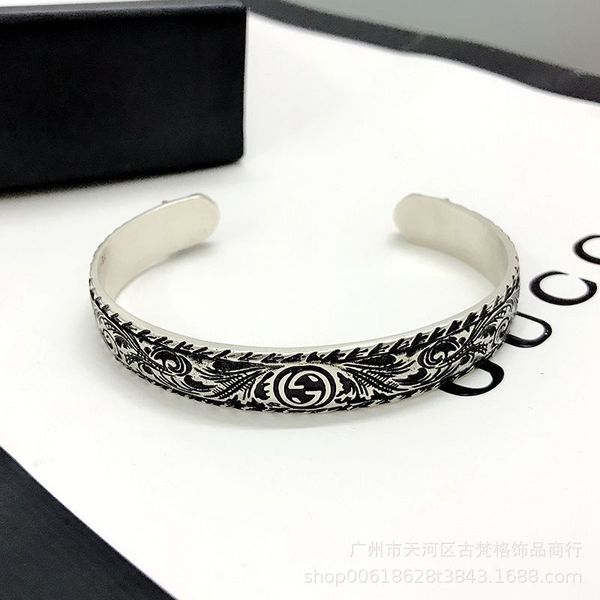 bangles bracelet gujia double g letter tiger head 925 silver fashion trend carved pattern old men's and women's open, Black
bangles bracelet gujia double g letter tiger head 925 silver fashion trend carved pattern old men's and women's open, Black