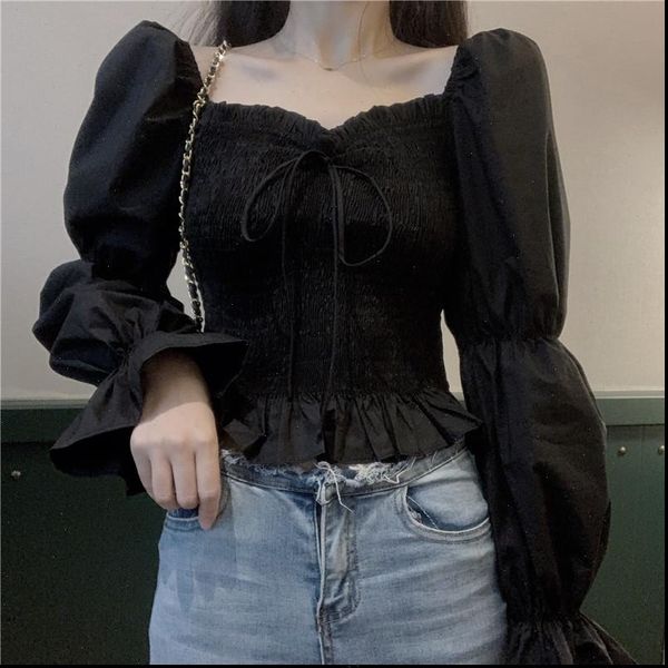 women blouses retro black white short shirts long puff sleeve square collar chic crop fashion ballet slim female blouse
women blouses retro black white short shirts long puff sleeve square collar chic crop fashion ballet slim female blouse