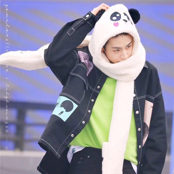year thickened cartoon panda scarf gloves one-piece three piece warm hat gift, Blue;gray
year thickened cartoon panda scarf gloves one-piece three piece warm hat gift, Blue;gray