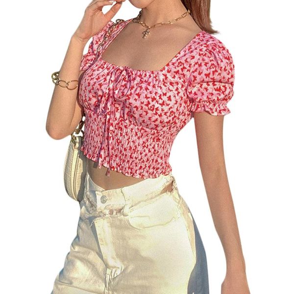 women's t-shirt summer short sleeve puff small floral tight square collar retro fashion street shooting 2021, White
women's t-shirt summer short sleeve puff small floral tight square collar retro fashion street shooting 2021, White