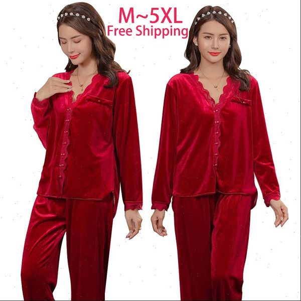 5xl plus large size pyjamas womens sleepwears lace velvet pajamas fat nightie woman sleepwear kit warm bridesmaid pj sets, Black;red
5xl plus large size pyjamas womens sleepwears lace velvet pajamas fat nightie woman sleepwear kit warm bridesmaid pj sets, Black;red