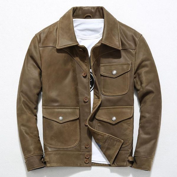 men's leather & faux 100% real coat men autumn winter streetwear genuine jacket vintage moto biker jackets 1935, Black
men's leather & faux 100% real coat men autumn winter streetwear genuine jacket vintage moto biker jackets 1935, Black