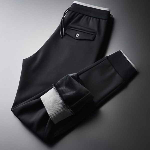 men's pants plush thickened casual autumn winter twill texture rib contrast leggings, Black
men's pants plush thickened casual autumn winter twill texture rib contrast leggings, Black