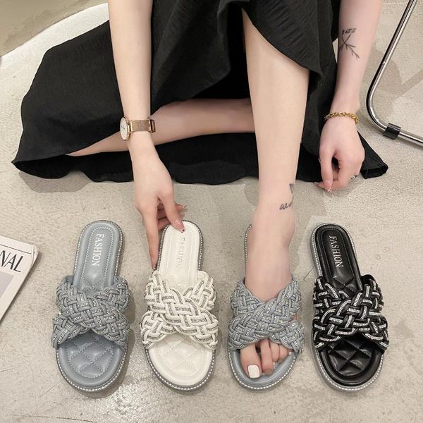 fashion women summer slippers 2021 outdoor ladies beach pu woven sandals solid color flat bottom, Black
fashion women summer slippers 2021 outdoor ladies beach pu woven sandals solid color flat bottom, Black