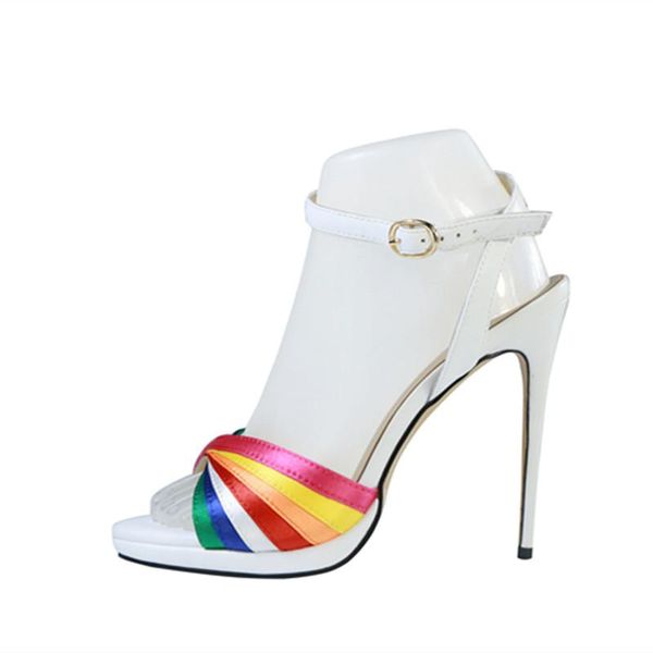 sweet rainbow multi-colored satin ankle strap high heel sandals white stiletto heels pumps women party dress shoes, Black
sweet rainbow multi-colored satin ankle strap high heel sandals white stiletto heels pumps women party dress shoes, Black