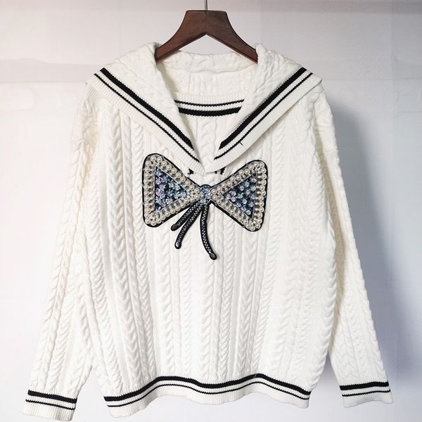women's sweaters womens sweater designer fashion long sleeve hoodie winter navy collar bow twist knitted pullover for women size s--l t, White;black
women's sweaters womens sweater designer fashion long sleeve hoodie winter navy collar bow twist knitted pullover for women size s--l t, White;black