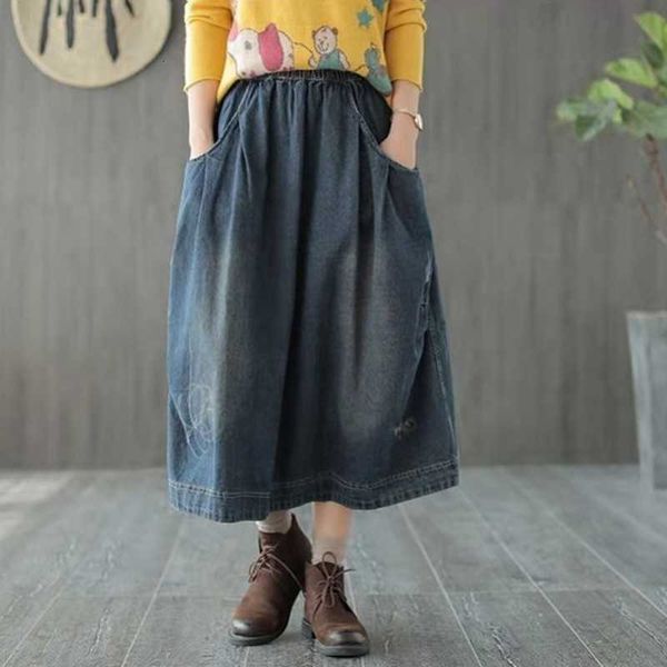 skirts arrival spring/autumn arts style women loose casual elastic waist a-line mid-calf skirt pocket cotton denim w32 yt5b, Black
skirts arrival spring/autumn arts style women loose casual elastic waist a-line mid-calf skirt pocket cotton denim w32 yt5b, Black