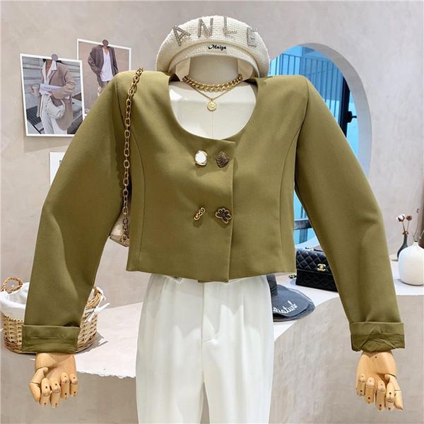 women's suits & blazers niche design clothing 2021 autumn long sleeved cardigan double breasted sense small suit, White;black
women's suits & blazers niche design clothing 2021 autumn long sleeved cardigan double breasted sense small suit, White;black