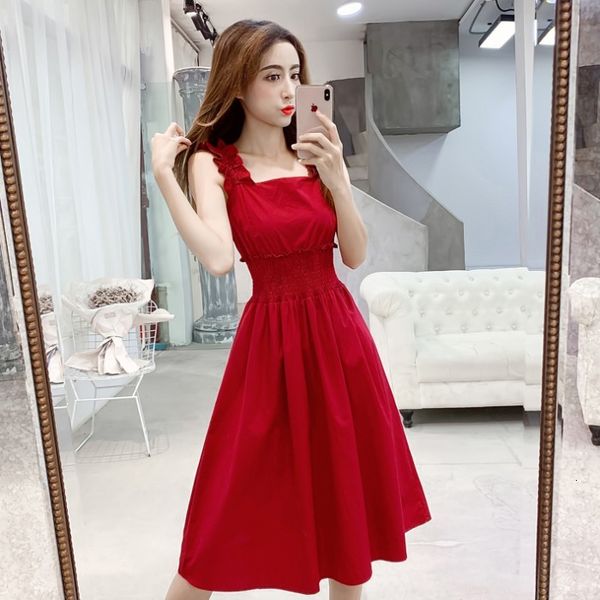 casual dresses red midi dress wx1039, short female sleeves, cleavage slash, elastic waist, open back zipper, korean fashion, suspenders', Black;gray
casual dresses red midi dress wx1039, short female sleeves, cleavage slash, elastic waist, open back zipper, korean fashion, suspenders', Black;gray
