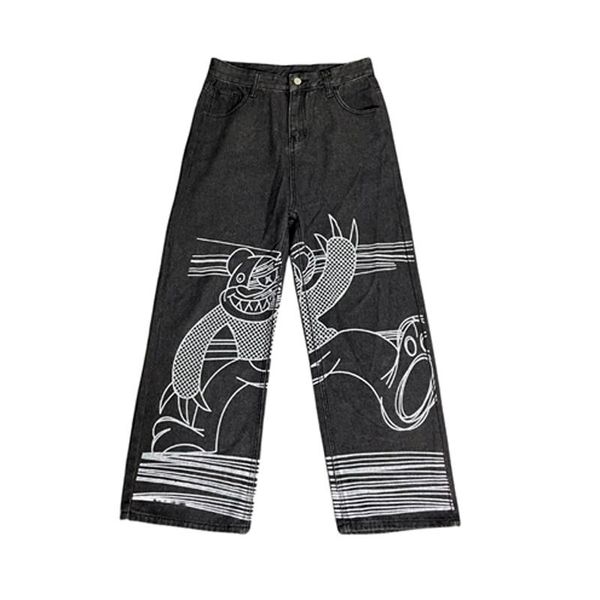 women's jeans women harajuku streetwear vintage graffiti cartoon bear print loose wide leg pants straight oversized denim trousers man, Blue
women's jeans women harajuku streetwear vintage graffiti cartoon bear print loose wide leg pants straight oversized denim trousers man, Blue