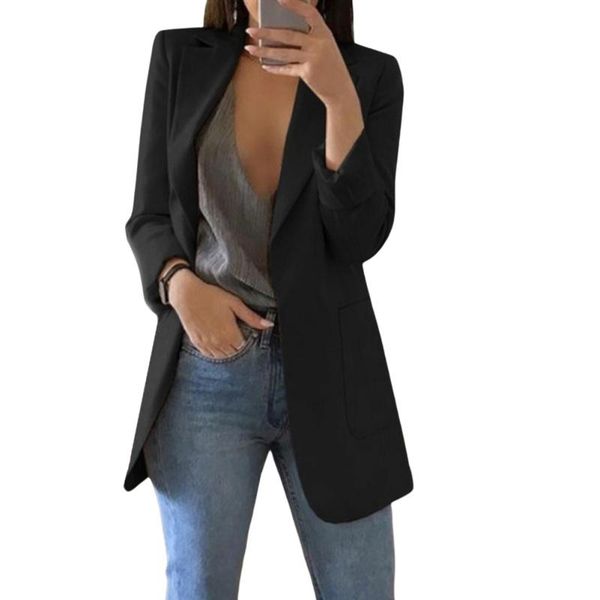 women's suits & blazers womens long sleeve solid color double breasted suit ladies loose coat formal blazer, White;black
women's suits & blazers womens long sleeve solid color double breasted suit ladies loose coat formal blazer, White;black