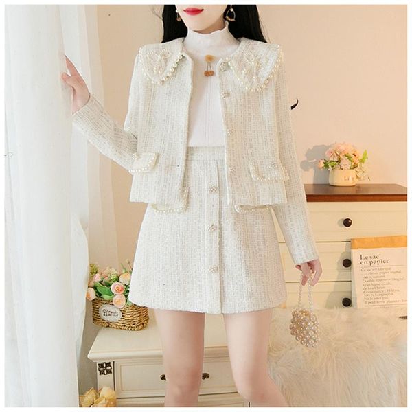 women's tracksuits 2021 autumn winter two piece set women sweet beading turn-down collar coats + slim solid mini skirts suits, Gray
women's tracksuits 2021 autumn winter two piece set women sweet beading turn-down collar coats + slim solid mini skirts suits, Gray