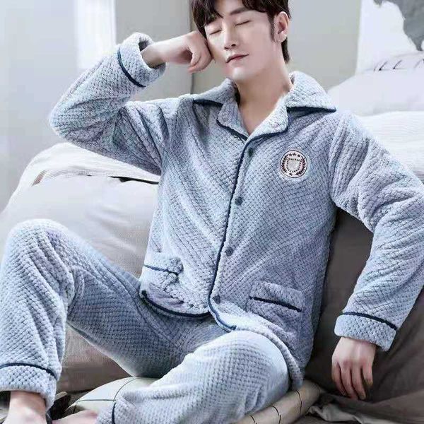 winter male pajamas set thick warm winter 2piece/sets sleepwear plus size long sleeve turn-down collar homewear pyjamas for men 210928, Black;brown
winter male pajamas set thick warm winter 2piece/sets sleepwear plus size long sleeve turn-down collar homewear pyjamas for men 210928, Black;brown