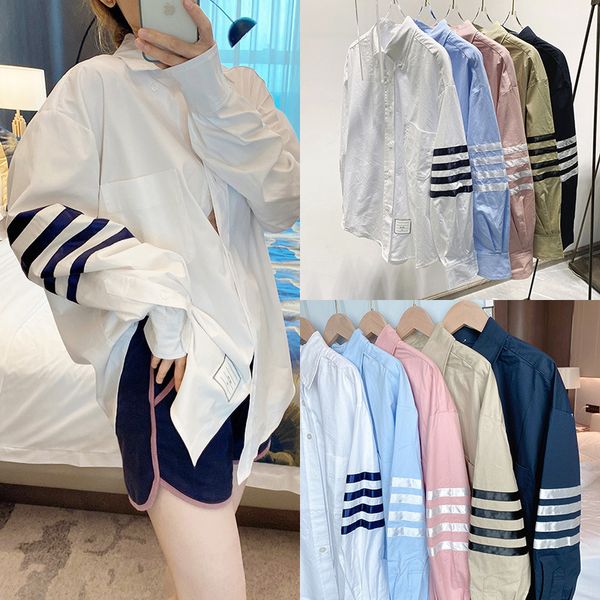 21 autumn new tb white four bar sunscreen and breathable classic loose long sleeve shirt
21 autumn new tb white four bar sunscreen and breathable classic loose long sleeve shirt