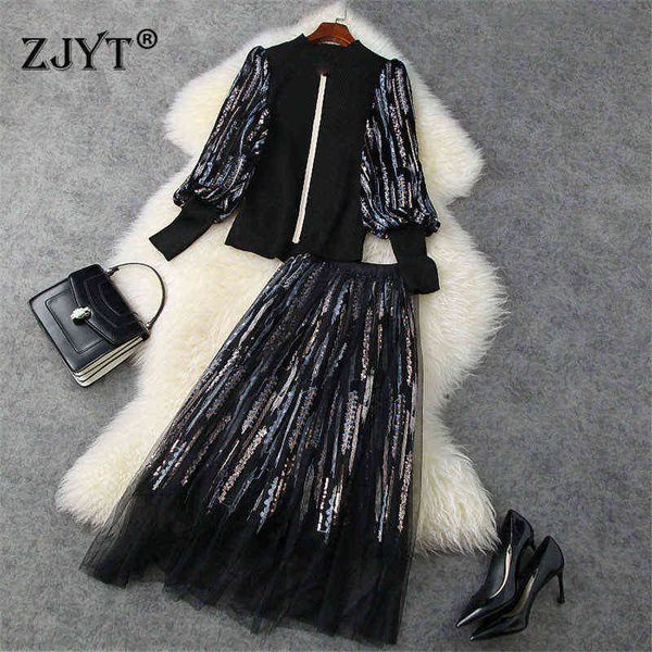 fashion women's fall winter 2 piece dress set runway designer lantern sleeve sequined knit with mesh skirt suit party outfit 211119, White
fashion women's fall winter 2 piece dress set runway designer lantern sleeve sequined knit with mesh skirt suit party outfit 211119, White