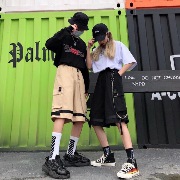 women's shorts female 2021 summer retro korean style cotton knee long high waist chain, White;black
women's shorts female 2021 summer retro korean style cotton knee long high waist chain, White;black