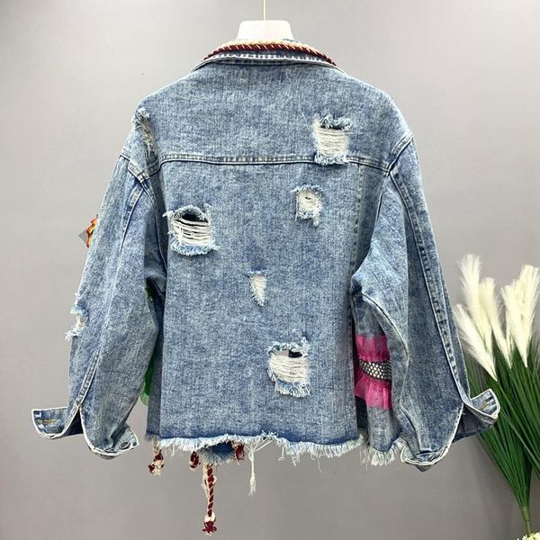 women's jackets sondr burr heavy industry spliced rivet denim jacket lapel long sleeve women coat fashion tide spring autumn 2021, Black;brown
women's jackets sondr burr heavy industry spliced rivet denim jacket lapel long sleeve women coat fashion tide spring autumn 2021, Black;brown