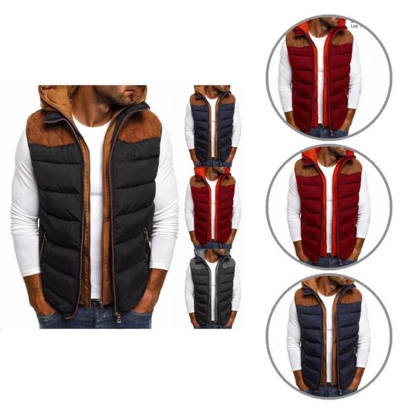 men's vests leisure universal zipper keep warm hooded coat for daily wear, Black;white
men's vests leisure universal zipper keep warm hooded coat for daily wear, Black;white