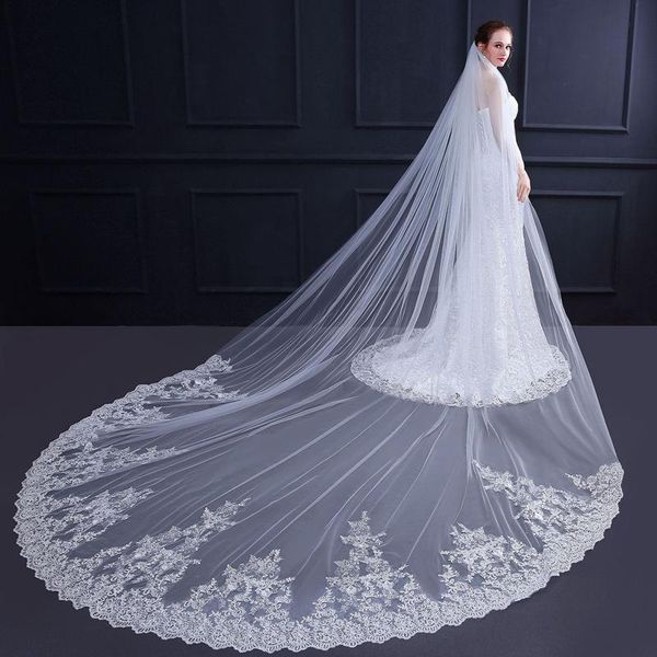 bridal veils 3.5 meters veil wedding ivory for bride one layer lace edge cathedral long accessories with comb, Black
bridal veils 3.5 meters veil wedding ivory for bride one layer lace edge cathedral long accessories with comb, Black