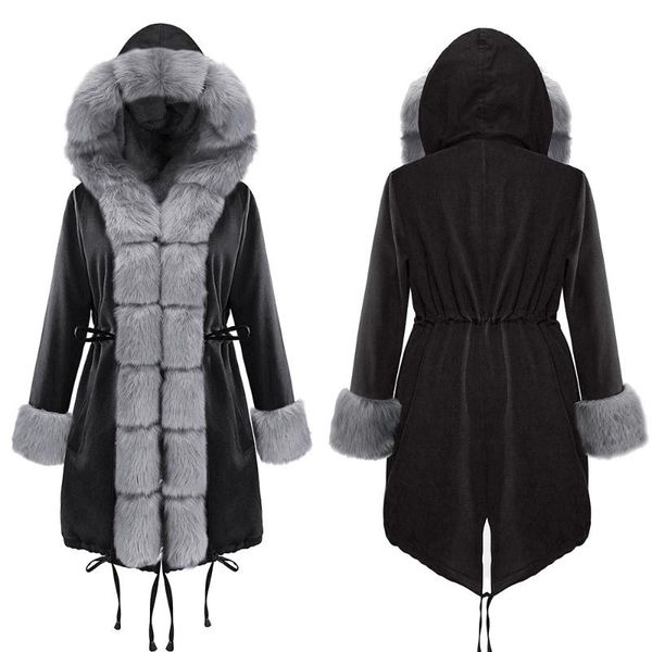 women's wool & blends woolen coat cashmere windbreaker hooded fur collar warm thickened inner jacket woollen overcoat, Black
women's wool & blends woolen coat cashmere windbreaker hooded fur collar warm thickened inner jacket woollen overcoat, Black