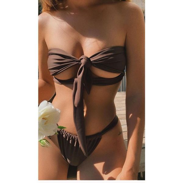 women's swimwear bandeau bikini set flowers/solid color bow knot tie up high cut swimming suit female brazilian beachwear, White;black
women's swimwear bandeau bikini set flowers/solid color bow knot tie up high cut swimming suit female brazilian beachwear, White;black