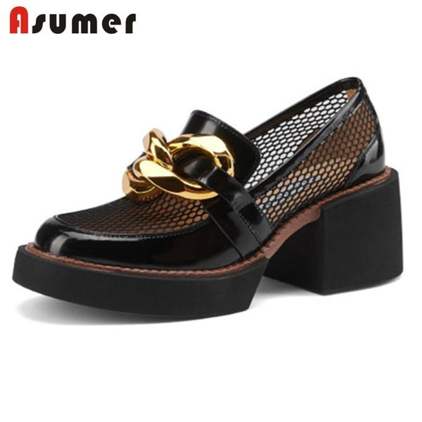 dress shoes asumer 2021 fashion casual women pumps chain genuine leather mesh european style high heels platform lady, Black
dress shoes asumer 2021 fashion casual women pumps chain genuine leather mesh european style high heels platform lady, Black