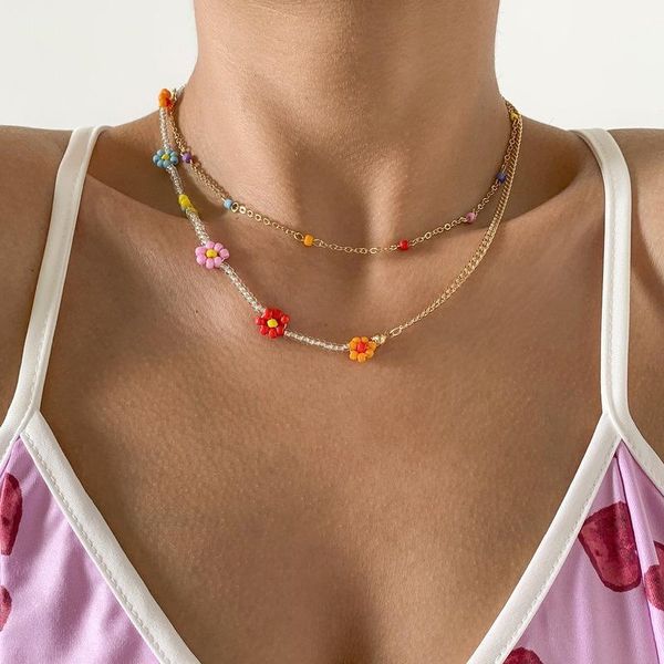 chokers fashion colorful daisy flower beaded necklace for women bohemian double-layer choker beads necklaces clavicle chain kpop jewelry, Golden;silver
chokers fashion colorful daisy flower beaded necklace for women bohemian double-layer choker beads necklaces clavicle chain kpop jewelry, Golden;silver