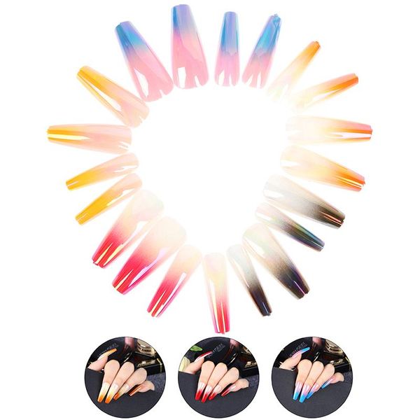 false nails 24pcs/set colorful detachable long coffin fake rainbow ballerina full nail art tips beauty, Red;gold
false nails 24pcs/set colorful detachable long coffin fake rainbow ballerina full nail art tips beauty, Red;gold