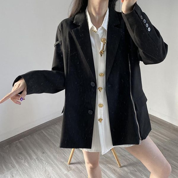 women single breasted blazer coat side zipper long sleeve office wear jacket female outwear women's suits & blazers, White;black
women single breasted blazer coat side zipper long sleeve office wear jacket female outwear women's suits & blazers, White;black