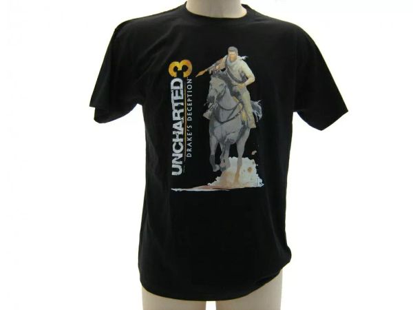 t shirt sony playstation uncharted 3 drake horseback original black mesh, White;black
t shirt sony playstation uncharted 3 drake horseback original black mesh, White;black