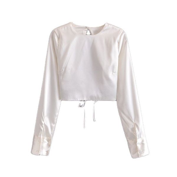 o-neck solid white long sleeve blouse lady backless slim short women's shirt elegant fashion crop female 210430
o-neck solid white long sleeve blouse lady backless slim short women's shirt elegant fashion crop female 210430