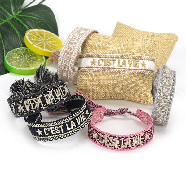 charm bracelets personality letter bracelet c'est la vie hand-embroidered adjustable wrist tassel rope fashion friendship small jewelry, Golden;silver
charm bracelets personality letter bracelet c'est la vie hand-embroidered adjustable wrist tassel rope fashion friendship small jewelry, Golden;silver