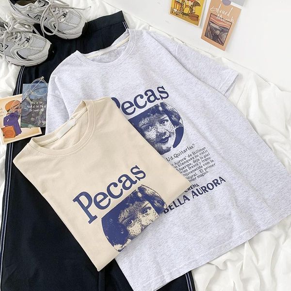 summer vintage women t shirt freckled girl printed nostalgic letter round neck loose and thin short sleeve tee women's t-shirt, White
summer vintage women t shirt freckled girl printed nostalgic letter round neck loose and thin short sleeve tee women's t-shirt, White