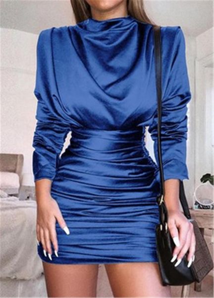 casual dresses satin turtleneck mini dress women long sleeve pleated autumn bodycon winter short party red, Black;gray
casual dresses satin turtleneck mini dress women long sleeve pleated autumn bodycon winter short party red, Black;gray