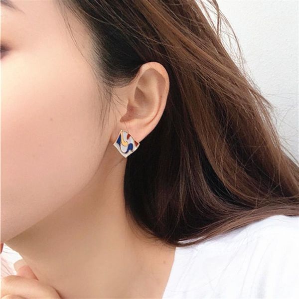 korean monet garden french simple geometric round square earrings retro graffiti morandi enamel stud for women, Golden;silver
korean monet garden french simple geometric round square earrings retro graffiti morandi enamel stud for women, Golden;silver