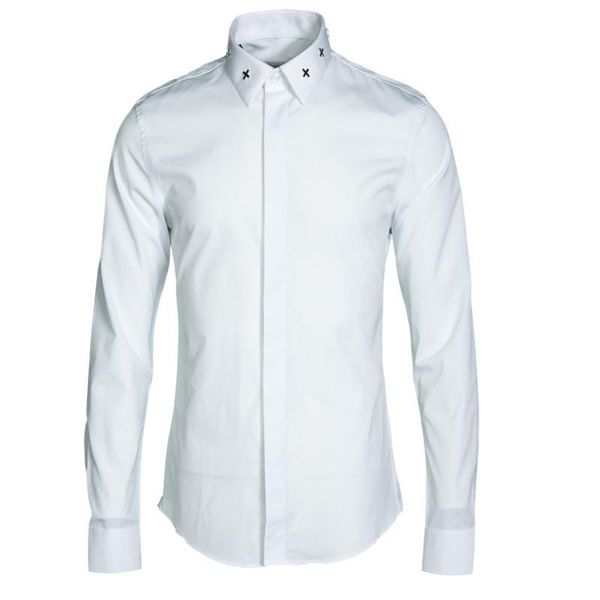 men shirt chemise homme brand decorative metal cross casual long sleeve slim fit mens shirts -4xl men's, White;black
men shirt chemise homme brand decorative metal cross casual long sleeve slim fit mens shirts -4xl men's, White;black