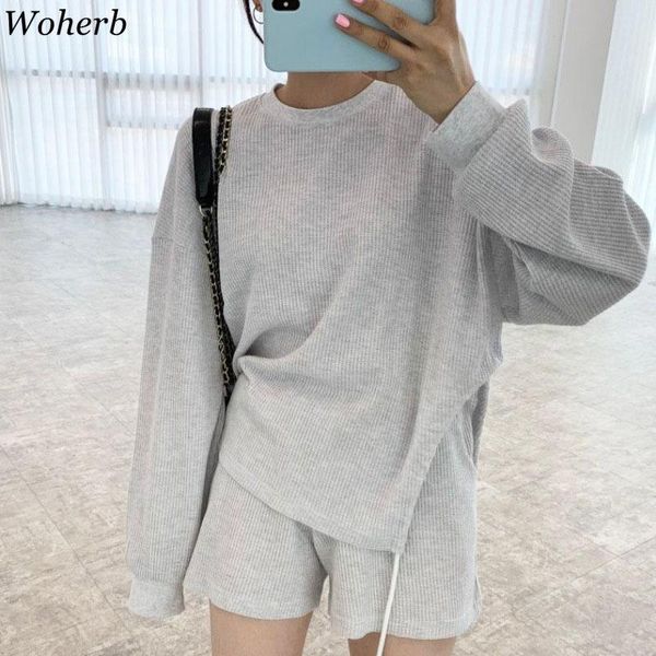women's t-shirt woherb korean women chic long sleeve tshirts high waist casual short pants tracksuit femme roupas loose 2 piece set fe, White
women's t-shirt woherb korean women chic long sleeve tshirts high waist casual short pants tracksuit femme roupas loose 2 piece set fe, White