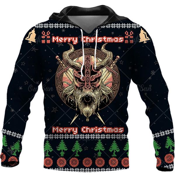 men's hoodies & sweatshirts hoodie christmas viking norse mythology style casual sportswear autumn hooded exquisite printing pullover, Black 
men's hoodies & sweatshirts hoodie christmas viking norse mythology style casual sportswear autumn hooded exquisite printing pullover, Black