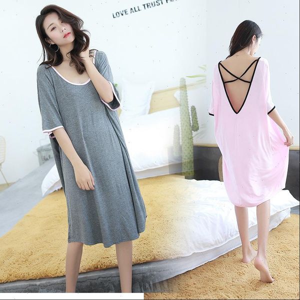 plus size modal nightdress womens sleepwears dresses loose dress backless pregnant gecelik nightwear nightgown lady, Black;red
plus size modal nightdress womens sleepwears dresses loose dress backless pregnant gecelik nightwear nightgown lady, Black;red