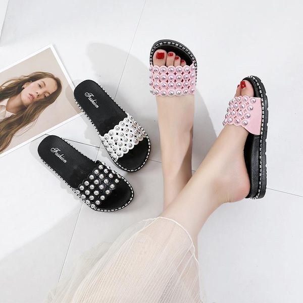 mother's slippers summer pearl lady's 2021 flat bottom casual open toe outdoor beach sandals, Black
mother's slippers summer pearl lady's 2021 flat bottom casual open toe outdoor beach sandals, Black