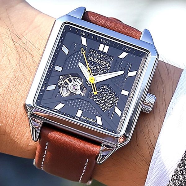 wristwatches reloj hombre oubaoer 2021 square watch mens watches skeleton automatic genuine leather strap mechanical, Slivery;brown
wristwatches reloj hombre oubaoer 2021 square watch mens watches skeleton automatic genuine leather strap mechanical, Slivery;brown