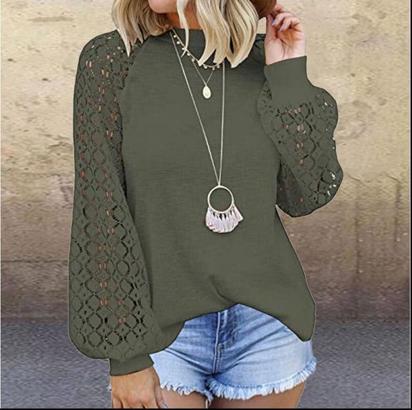 womens shirts women elegant hollow out lace blouse autumn lantern long sleeve knit pullover o neck solid streetwear blusas, White
womens shirts women elegant hollow out lace blouse autumn lantern long sleeve knit pullover o neck solid streetwear blusas, White