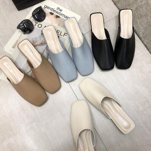 women's shoes 2021 summer square head baotou half slippers wear flat bottomed korean fashion women sandals, Black
women's shoes 2021 summer square head baotou half slippers wear flat bottomed korean fashion women sandals, Black