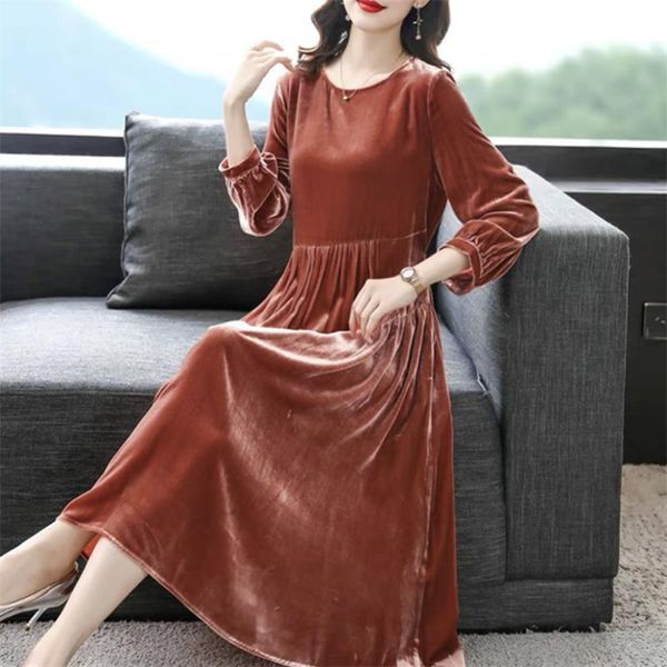 casual dresses elegant o-neck velvet women autumn dress 2021 fashion belted three quarter sleeves female a-line soft vestidos, Black;gray
casual dresses elegant o-neck velvet women autumn dress 2021 fashion belted three quarter sleeves female a-line soft vestidos, Black;gray