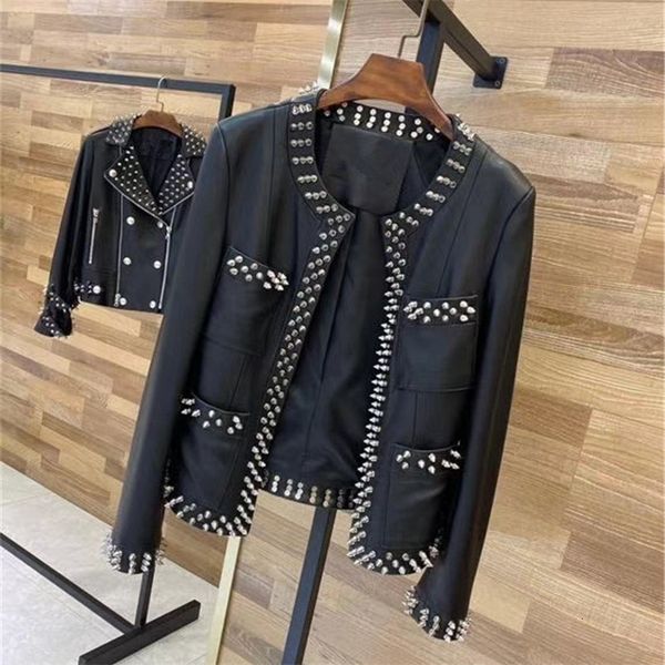 women's jackets natural leather coat women sheepskin jacket fashion rivets real short black tgo7, Black;brown
women's jackets natural leather coat women sheepskin jacket fashion rivets real short black tgo7, Black;brown